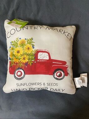 Mainstays Red Truck Sunflower Accent Pillow